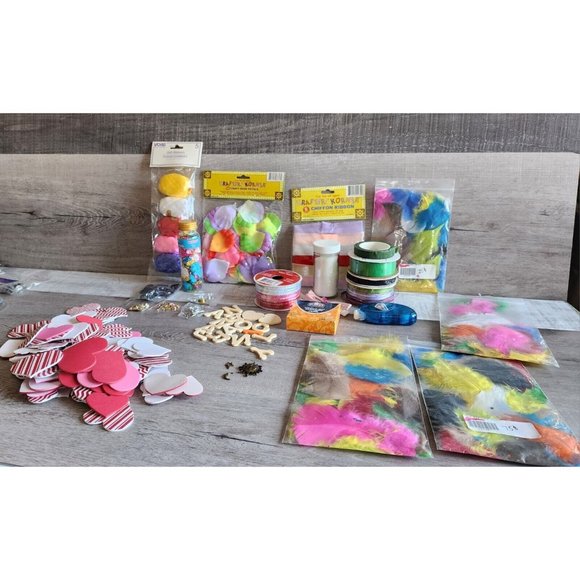 3D Lot Scrapbook Embellishments Ribbons Petals Feathers Flowers Retired NEW #49 - Picture 1 of 14